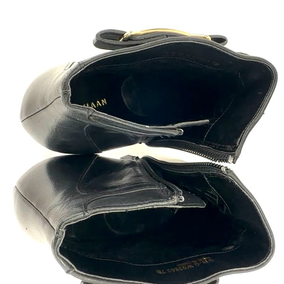 COLE HAAN GRAND.OS BLACK LEATHER POINTY TOE STILETTO HEEL SHORT BOOTS/BOOTIES🆕 - Picture 12 of 16